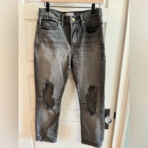 Frame black straight leg denim